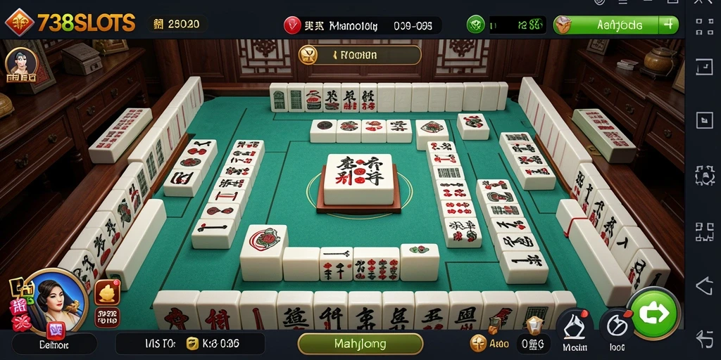 Tampilan gameplay 738SLOTS yang menampilkan keseruan permainan Mahjong.
