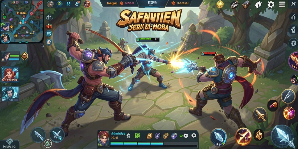 Tampilan gameplay seru di 8768 dengan strategi tim yang solid.