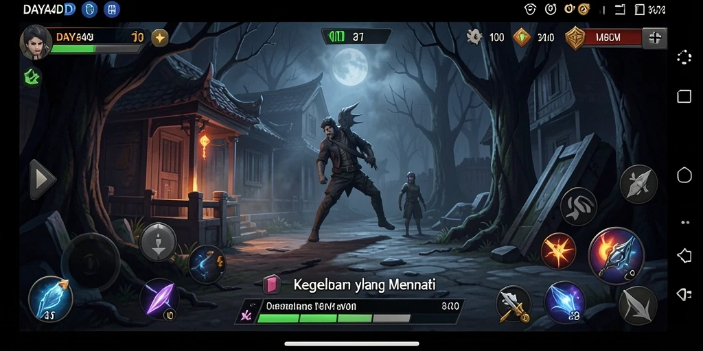 Tampilan gameplay DAYA4D yang menakutkan dan penuh ketegangan.