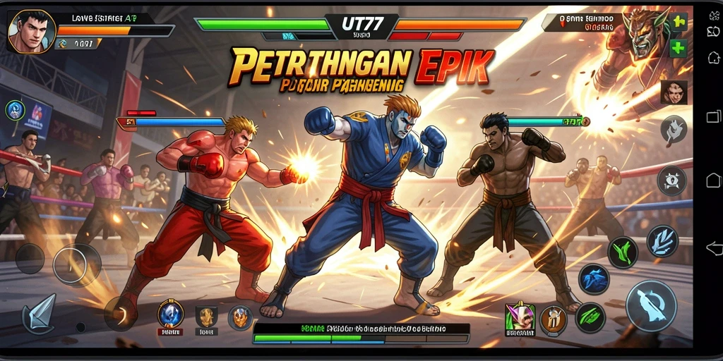 Screenshot UT77 menampilkan seru dan intensnya gameplay Fighting.